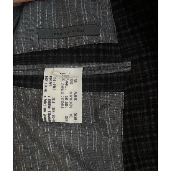 John Varvatos Austin Jacket Black/Gray Texture Plaid Wool/Angora Sz Italy 48 NWT - Picture 14 of 16
